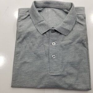 E&E Men's Short Sleeve  spread Collar Poly Blend Polo Shirt  Color Gray  2XL